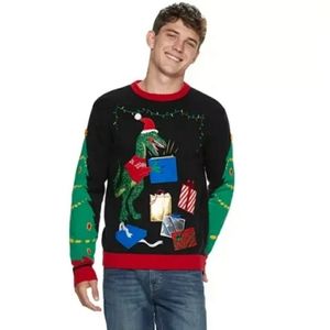 33 Degrees Christmas Raptor Got A Present Ugly Christmas Sweater Size Small